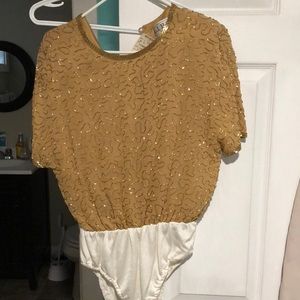 Holt Renfrew - Beaded gold bodysuit size 10